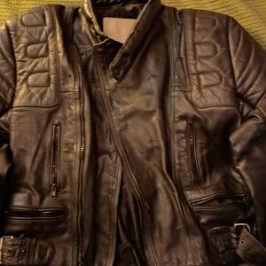 Men's Black Leather Jacket Size M